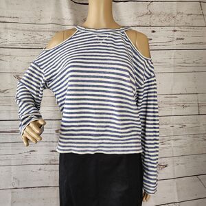 BCBGMAXAZRIA Striped Cotton Long Sleeve Shirt Small